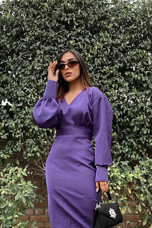 Lyla Purple Satin Dress